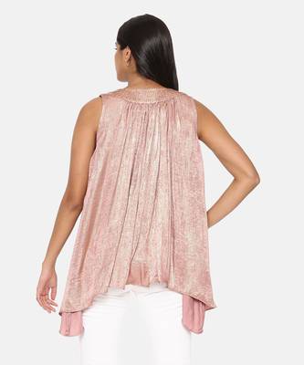 Pink Gold Foil Print Top 6