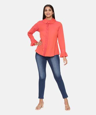 Orange Cotton Short Shirt 1