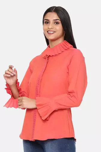 Orange Cotton Short Shirt