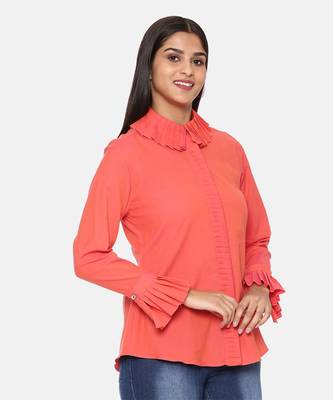 Orange Cotton Short Shirt 5