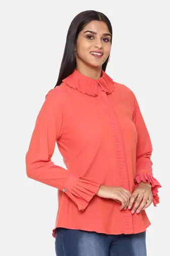 Orange Cotton Short Shirt