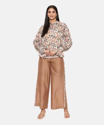 Brown Printed Comfort Short Muslin Shirt 1