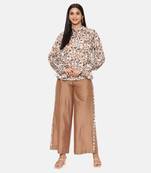 Brown Printed Comfort Short Muslin Shirt