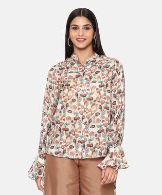 Brown Printed Comfort Short Muslin Shirt 2