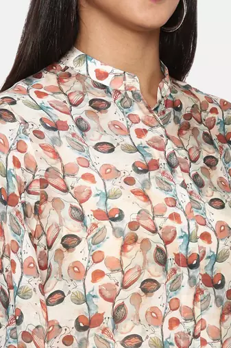 Brown Printed Comfort Short Muslin Shirt