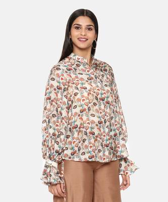 Brown Printed Comfort Short Muslin Shirt 5