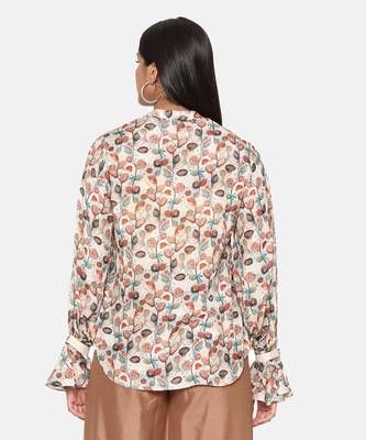 Brown Printed Comfort Short Muslin Shirt 6