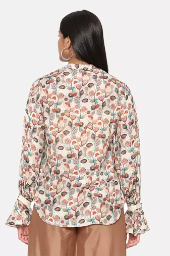 Brown Printed Comfort Short Muslin Shirt