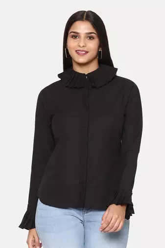 Black Comfort Short Cotton Shirt