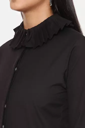 Black Comfort Short Cotton Shirt