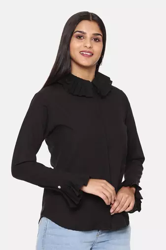 Black Comfort Short Cotton Shirt
