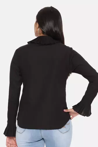 Black Comfort Short Cotton Shirt