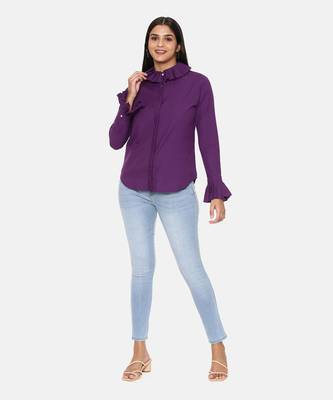 Purple Comfort Short Cotton Shirt 1