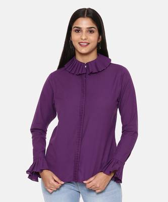 Purple Comfort Short Cotton Shirt 2