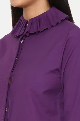 Purple Comfort Short Cotton Shirt
