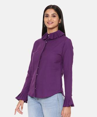 Purple Comfort Short Cotton Shirt 4