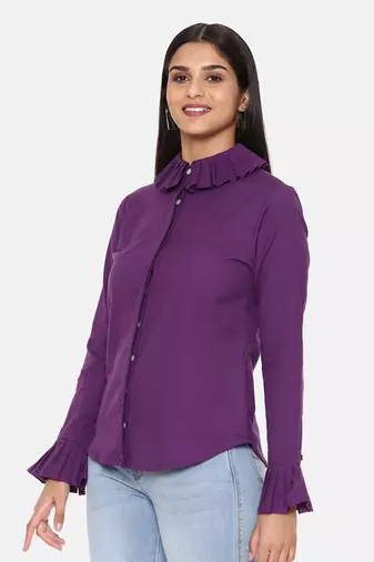 Purple Comfort Short Cotton Shirt