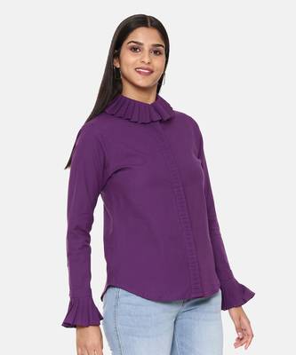 Purple Comfort Short Cotton Shirt 5