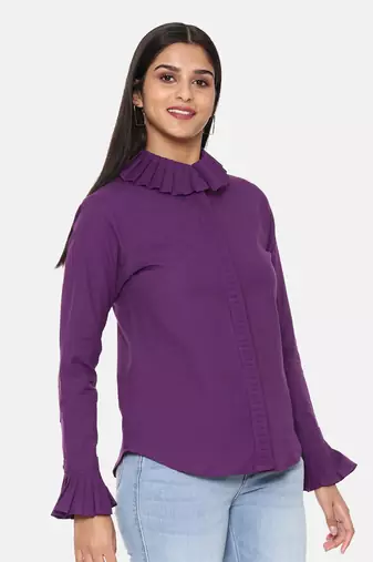 Purple Comfort Short Cotton Shirt