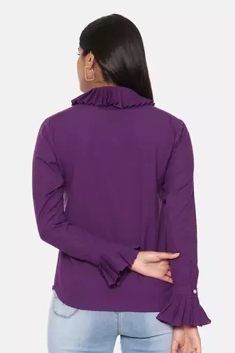 Purple Comfort Short Cotton Shirt
