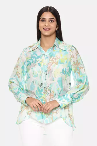 Aqua Printed Comfort Short Muslin Shirt