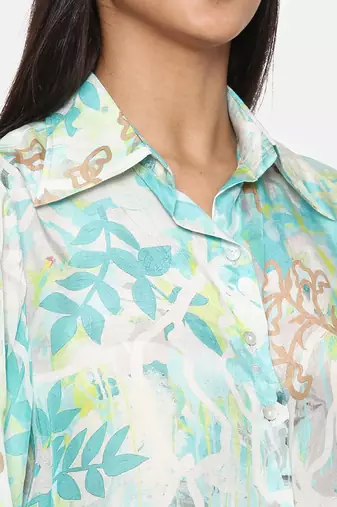 Aqua Printed Comfort Short Muslin Shirt