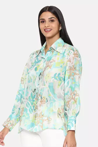 Aqua Printed Comfort Short Muslin Shirt