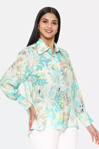Aqua Printed Comfort Short Muslin Shirt