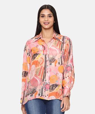 Orange Printed Comfort Short Muslin Shirt 2