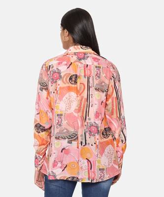 Orange Printed Comfort Short Muslin Shirt 6