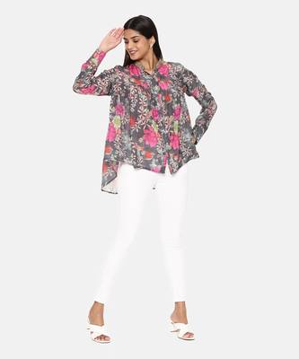 Black Pink Printed Comfort Short Muslin Shirt 1