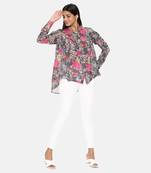 Black Pink Printed Comfort Short Muslin Shirt