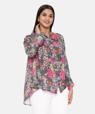 Black Pink Printed Comfort Short Muslin Shirt 5