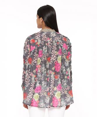 Black Pink Printed Comfort Short Muslin Shirt 6