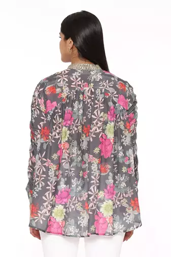 Black Pink Printed Comfort Short Muslin Shirt