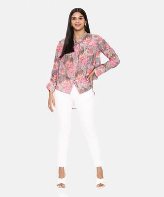 Pink Printed Comfort Short Muslin Shirt 1