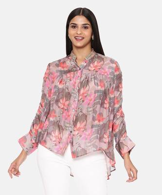 Pink Printed Comfort Short Muslin Shirt 2