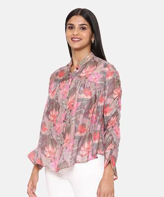Pink Printed Comfort Short Muslin Shirt 4