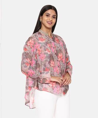 Pink Printed Comfort Short Muslin Shirt 5