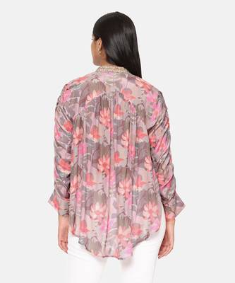 Pink Printed Comfort Short Muslin Shirt 6