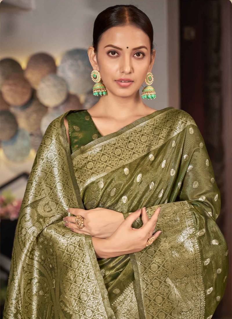Light Green Simar Silk Plazo With Top & Dupatta For Indian & Pakistani Wedding Festival - Mirror Thread & Sequence Work