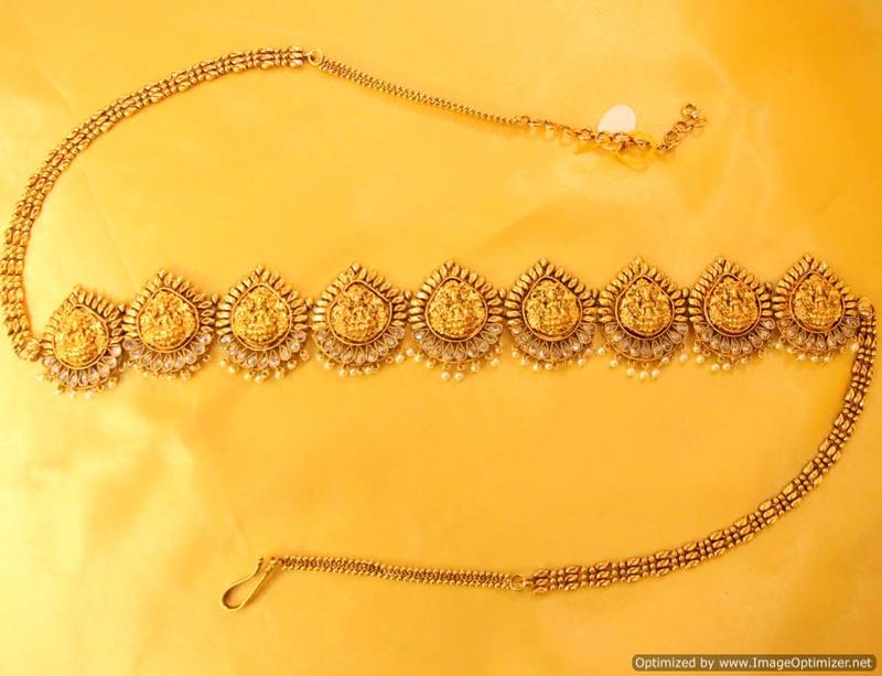 Gold look Temple Jewellery Zircon Waistbelt