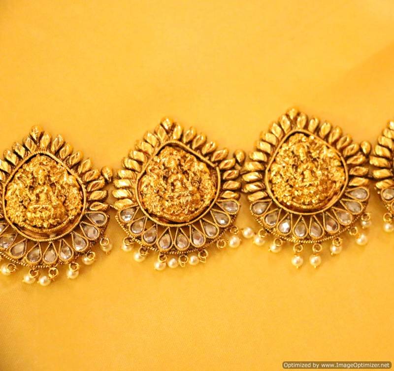 Gold look Temple Jewellery Zircon Waistbelt