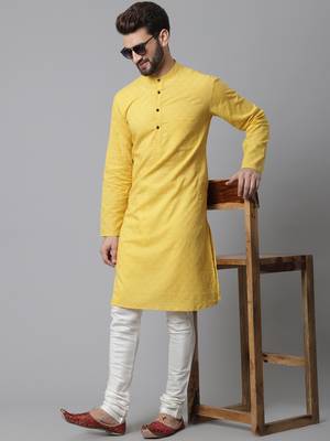 Yellow plain pure cotton men-kurtas
 1