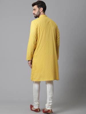 Yellow plain pure cotton men-kurtas
 4