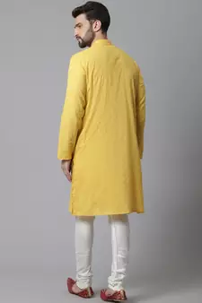 Yellow plain pure cotton men-kurtas