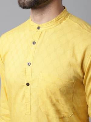 Yellow plain pure cotton men-kurtas
 5
