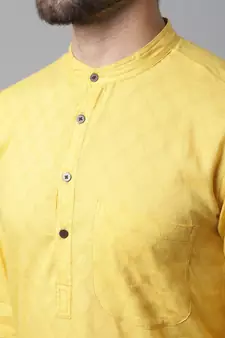 Yellow plain pure cotton men-kurtas