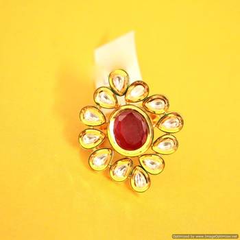 Ruby Kundan Meenakari Cocktail Ring 1