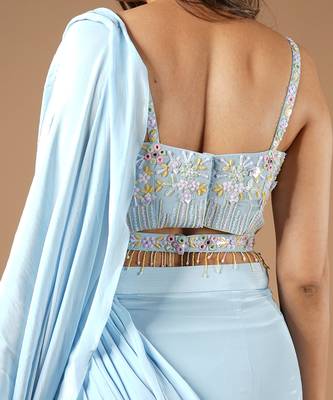 Powder Blue Playful Ruffle Saree 6